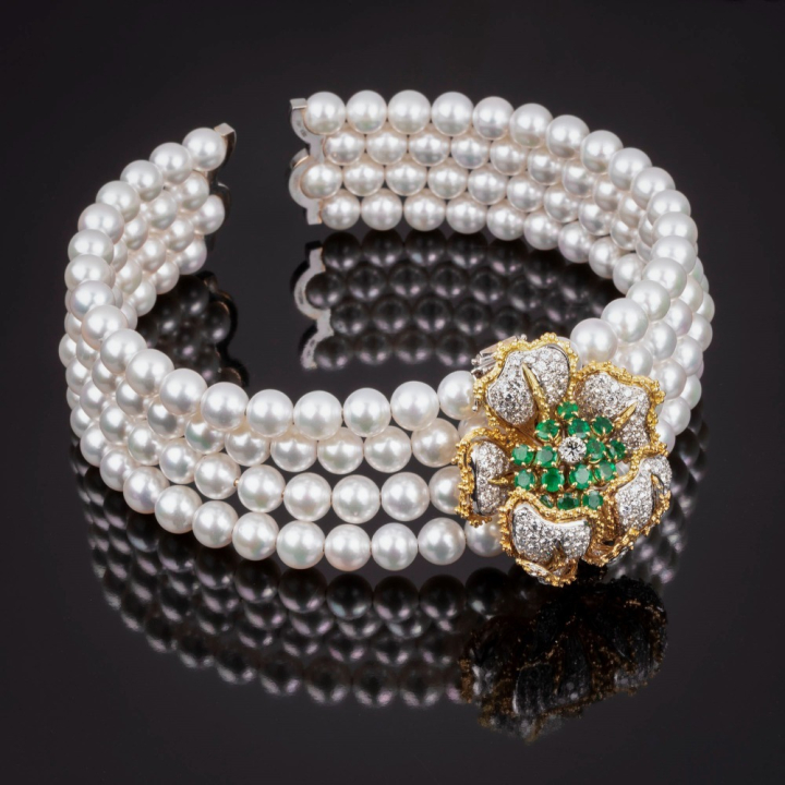Annabella, Pearl, coloured gem&nbsp;and diamond choker